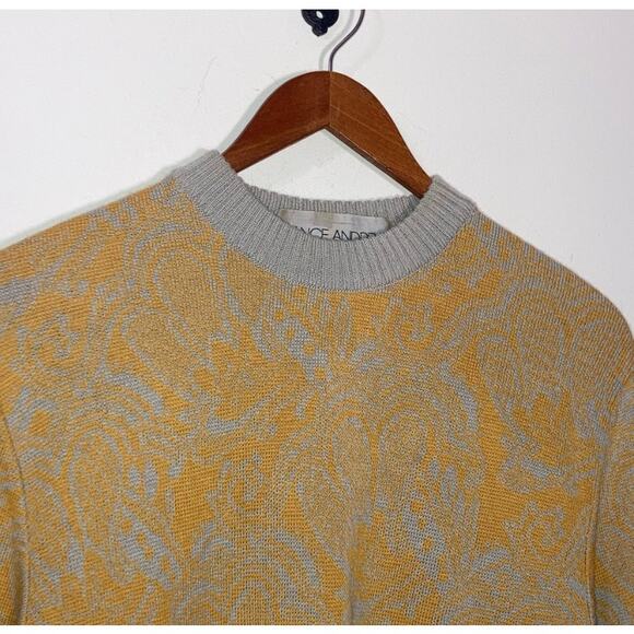 Womens France Andrevie Wool Blend Sweater, patterned, yellow & grey, size L, EUC - Picture 4 of 5